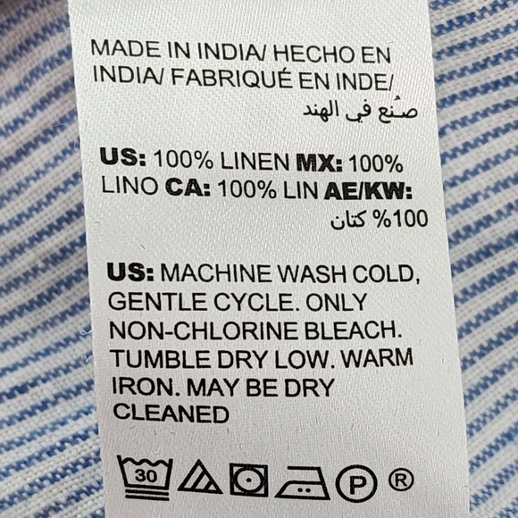 Chico's Women 100% Linen Blue Relaxed Fit Lagenlook Trousers - Picture 9 of 9